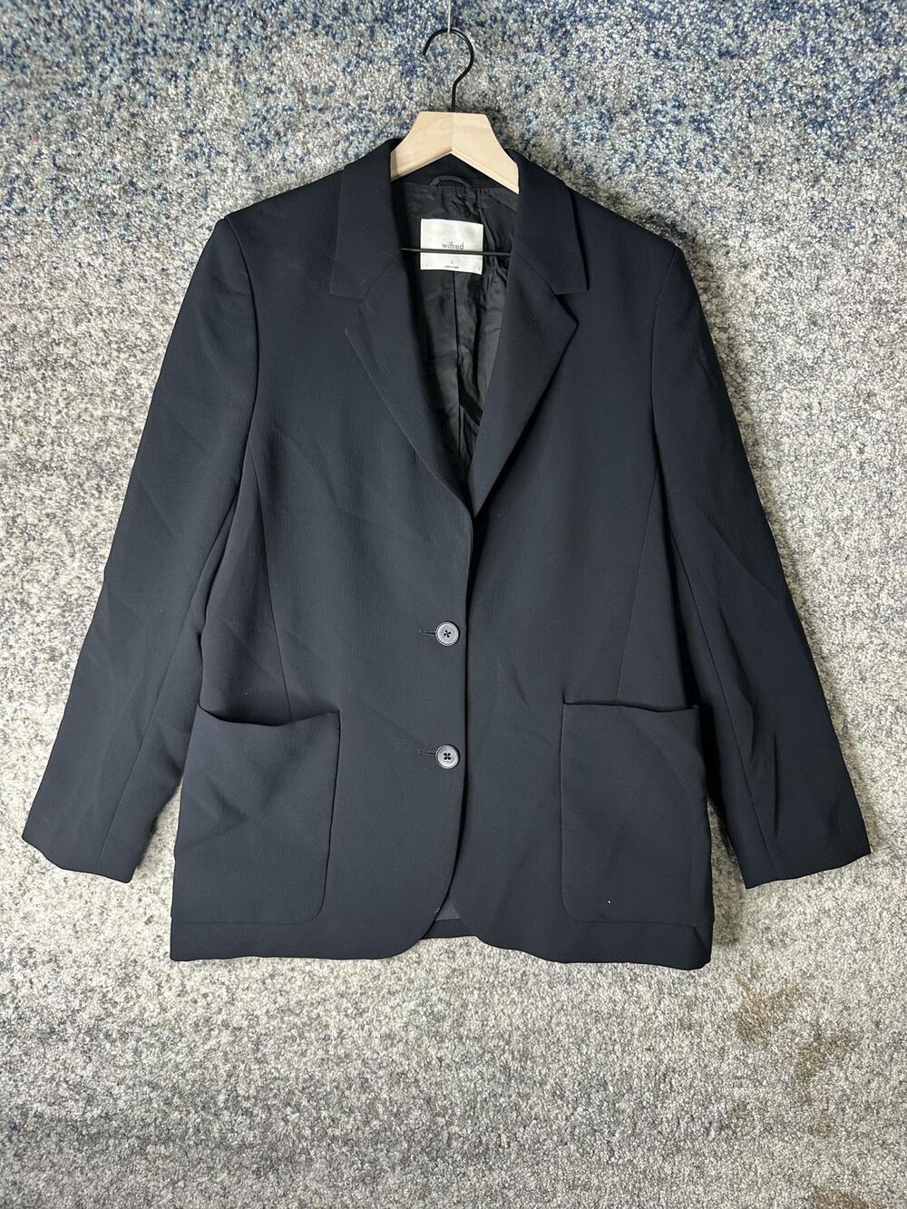 Wilfred Blazer Womens Large Black Two Button Lined Notch Lapel Jacket Suit